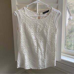 The Limited XS Summer Cotton White Eyelet Lace Tshirt Blouse